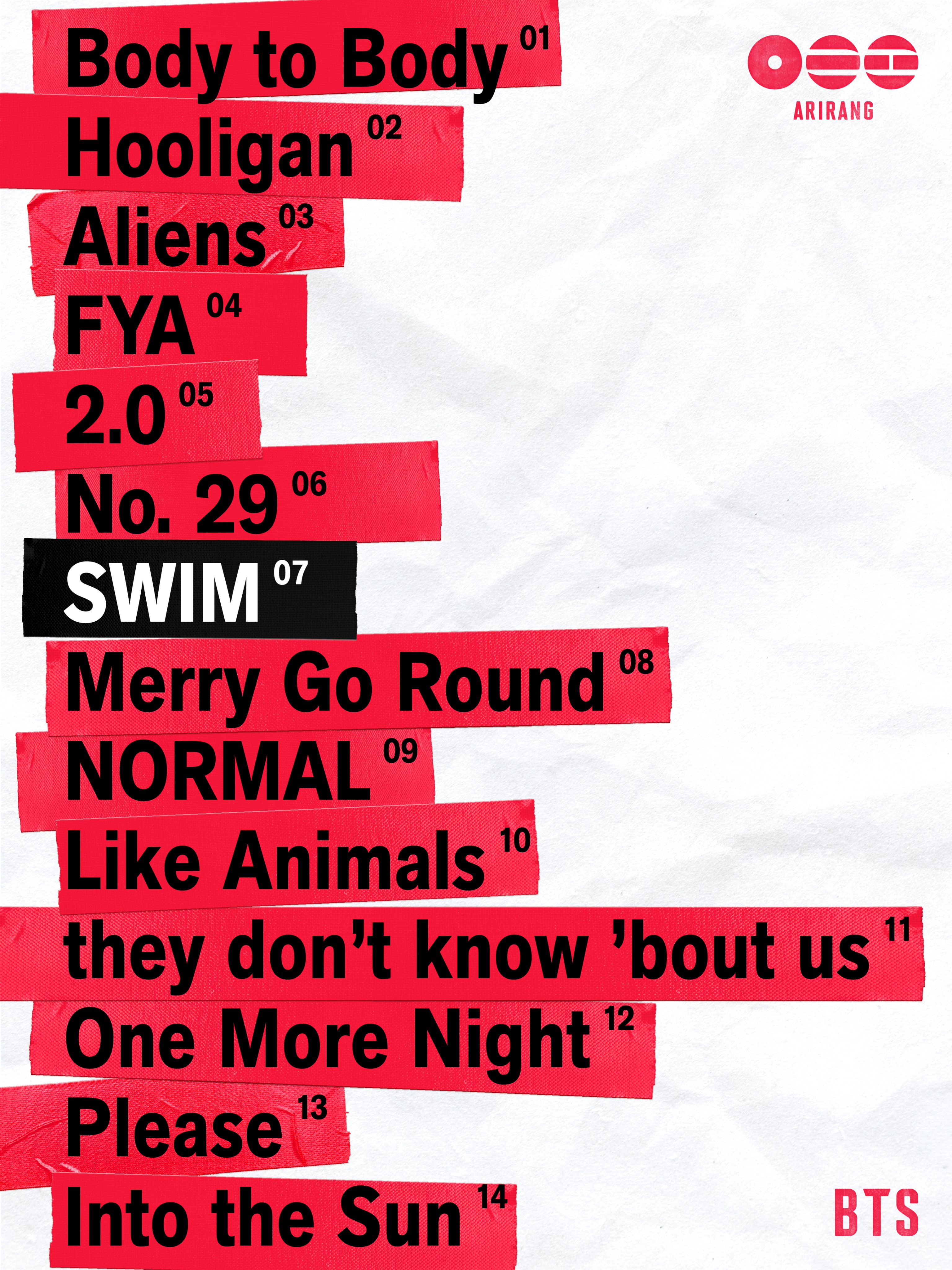 Tracklist Album BTS bertajuk ARIRANG