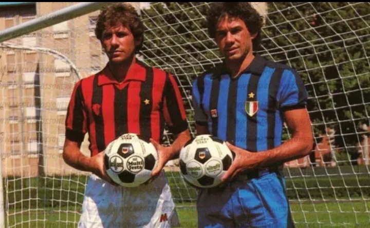 Franco Baresi, legenda AC Milan bersama saudaranya yang merupakan legenda Inter Milan. 