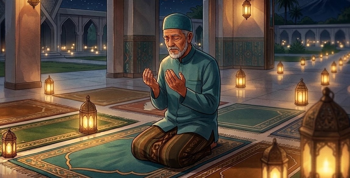 Ilustrasi Berdoa di Malam Lailatul Qadar