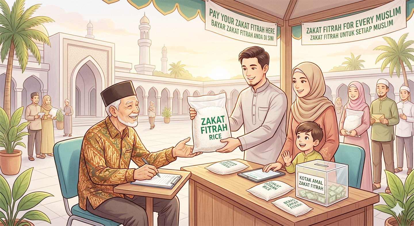 Ilustrasi pembayaran zakat fitrah. (Gemini AI)