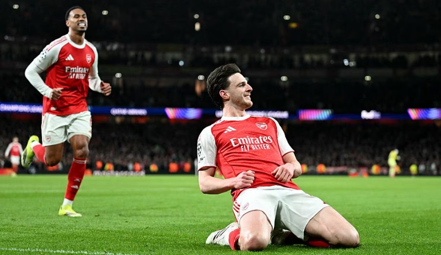 Declan Rice menjadi salah satu pemain Arsenal yang memperoleh rating apik saat menghadapi Bayer Leverkusen.