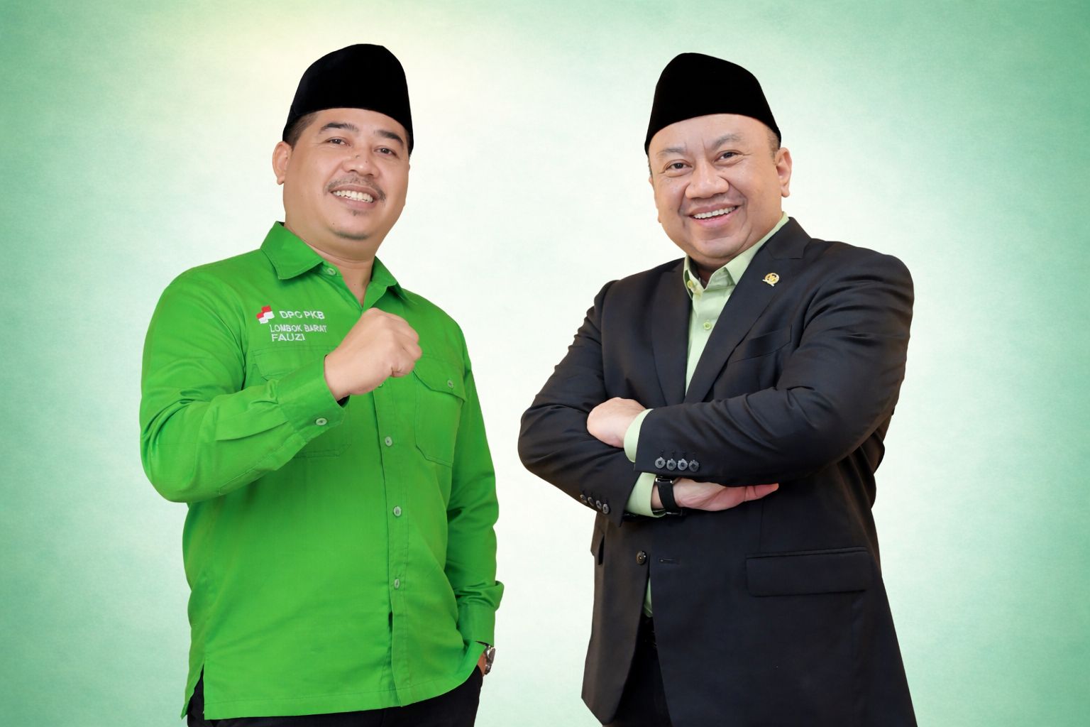 Wakil Ketua Komisi X DPR RI Lalu Hadrian Irfani (kanan) dan Ketua Komisi III DPRD Lombok Barat Fauzi.