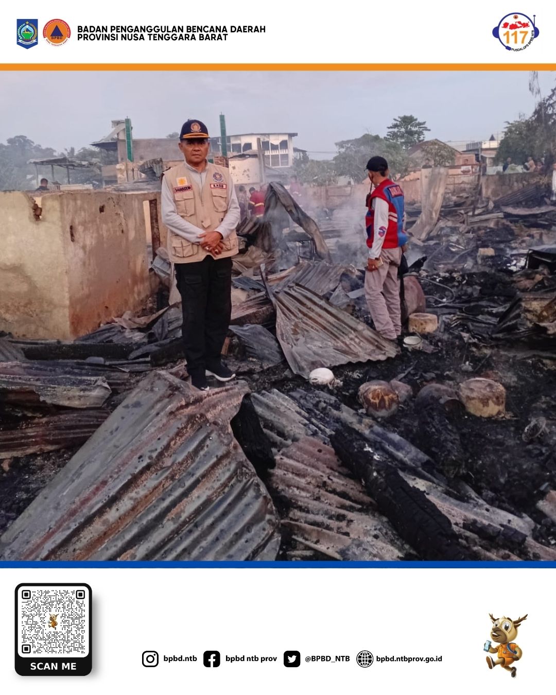 Kebakaran hebat menghanguskan puluhan rumah di Kecamatan Alas, Kabupaten Sumbawa. (FOTO: BPBD NTB)