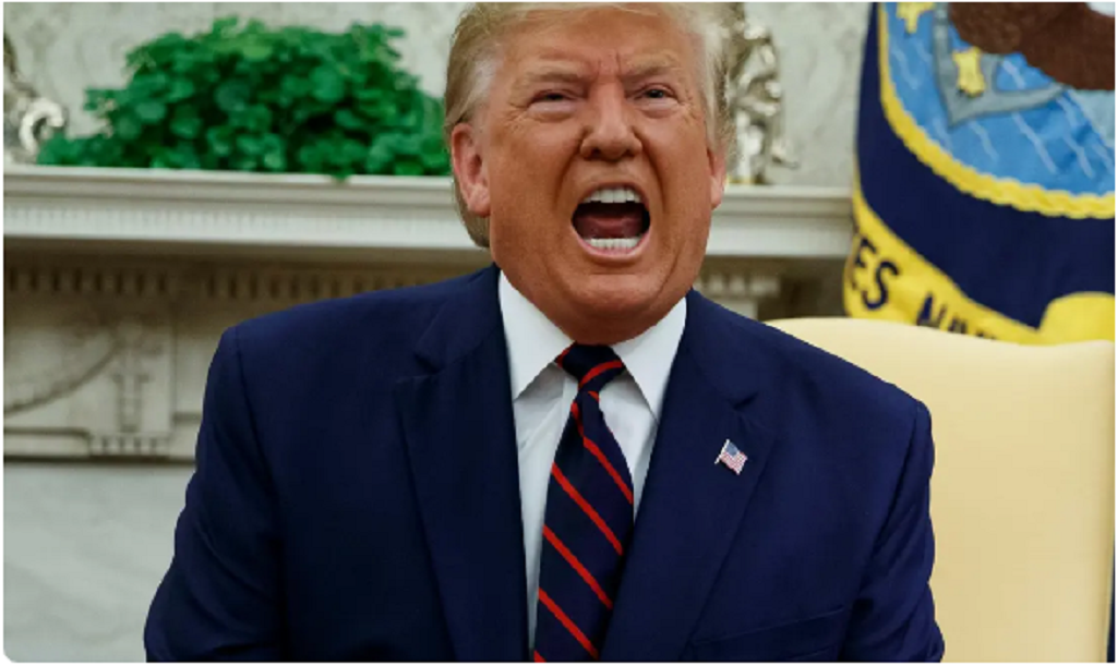 Ilustrasi mimik wajah marah Donald Trump. 