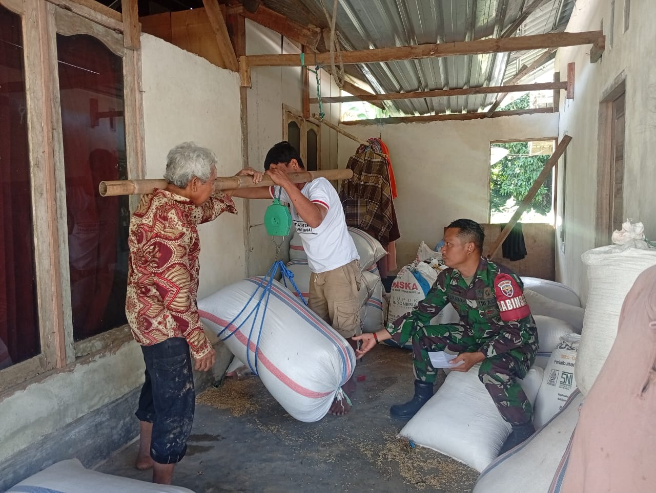 Babinsa jajaran Kodim 1620 Lombok Tengah percepat serapan gabah petani