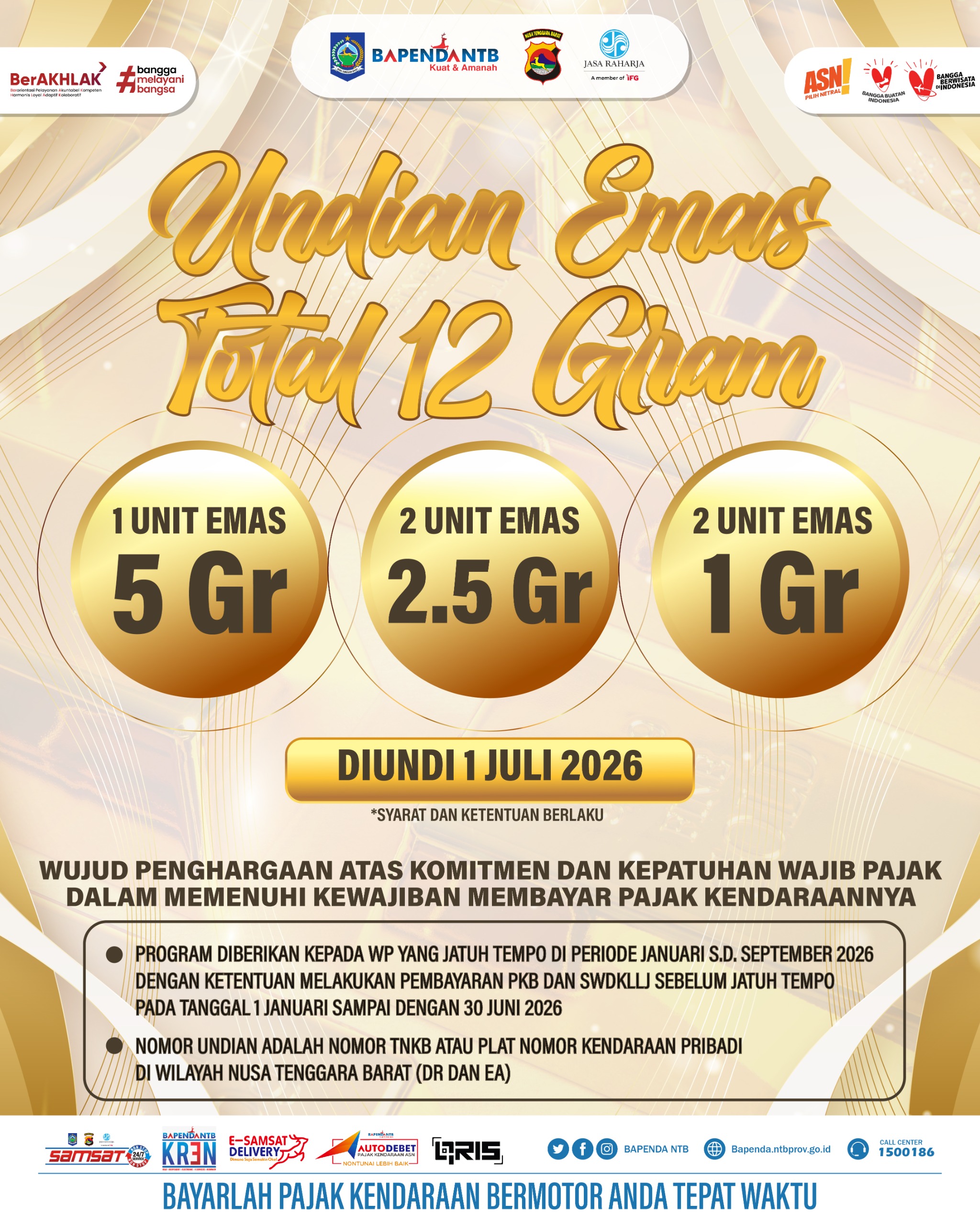 Samsat NTB Tebar Hadiah Logam Mulia Total 12 Gram, Cek Syarat Menangnya di Sini