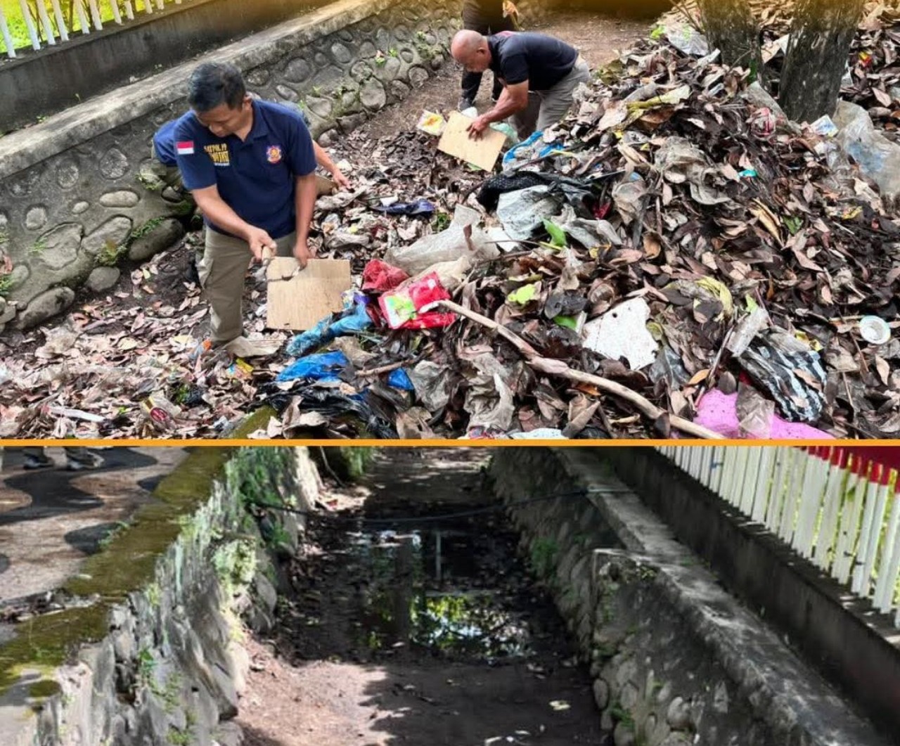Trotoar dan drainase di sepanjang Jalan Veteran No. 11 Mataram terlihat bersih tanpa sampah.