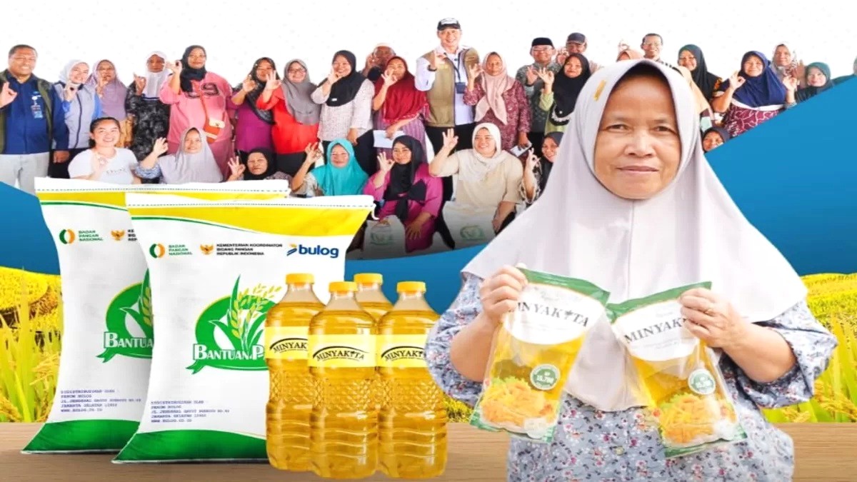 Ilustrasi KPM bansos pangan beras dan minyak goreng 2026.