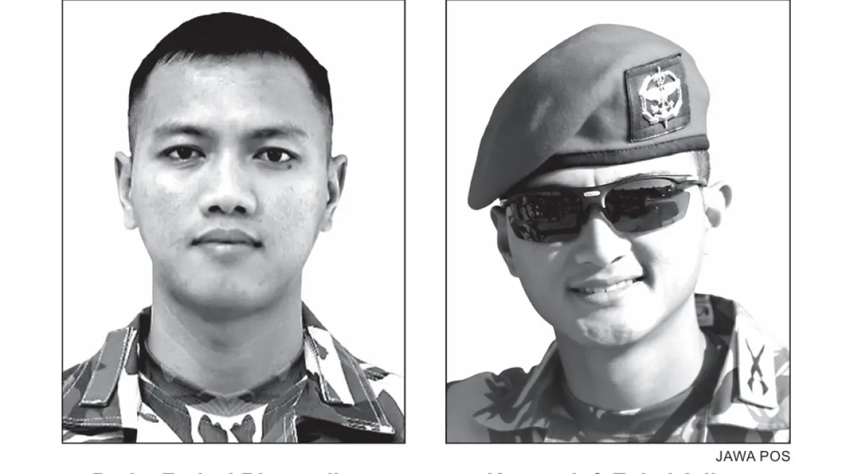 Praka Farizal Rhomadhon (kiri) gugur terkena proyektil, sedangkan Kapten (Inf) Zulmi Aditya Iskandar (kanan) meninggal setelah kendaraan tugas meledak. (Jawa Pos)