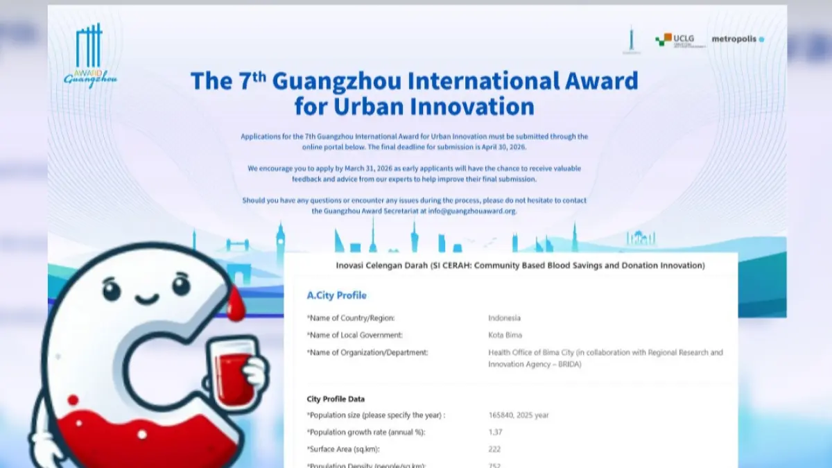 Pemkot Bima mendaftarkan inovasi SI CERAH pada ajang internasional The 7th Guangzhou International Award for Urban Innovation.