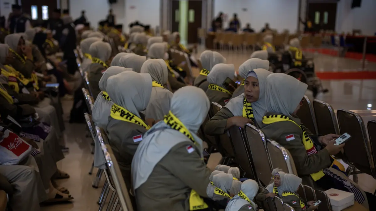 SIAP BERANGKAT: Calon jamaah haji Kota Mataram yang masuk asrama haji, beberapa waktu lalu.&nbsp;
