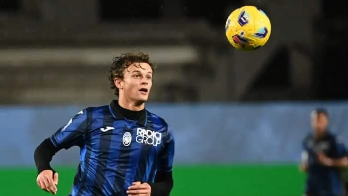 Giorgio Scalvini membuka keunggulan Atalanta atas tuan rumah Lecce pada menit ke-29. (AFP) 
