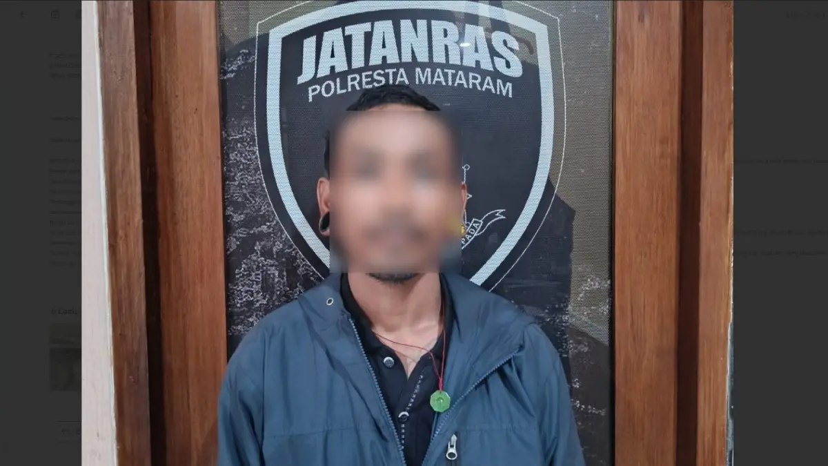 DITANGKAP: Pelaku penganiaya hewan berinisial IGAJ alias Groge diamankan ke Mapolresta Mataram, Rabu (8/4). (HARLI/LOMBOK POST)