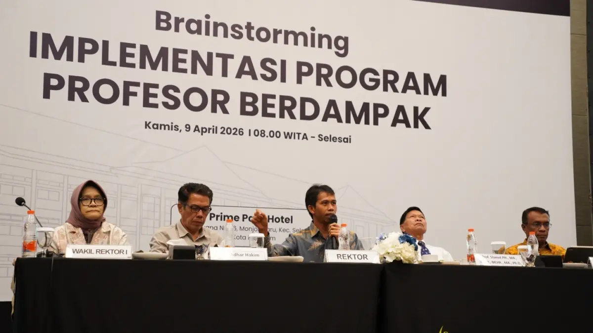 Rektor Unram Prof Sukardi menyoroti peningkatan jumlah guru besar yang harus diiringi dengan dampak nyata pada forum brainstorming Program Profesor Berdampak di Prime Park Hotel, Kamis lalu (9/4).

