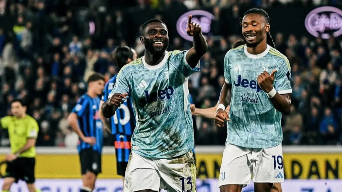 Jeremie Boga melakukan selebrasi usai menjebol gawang Atalanta. (IG Juventus)