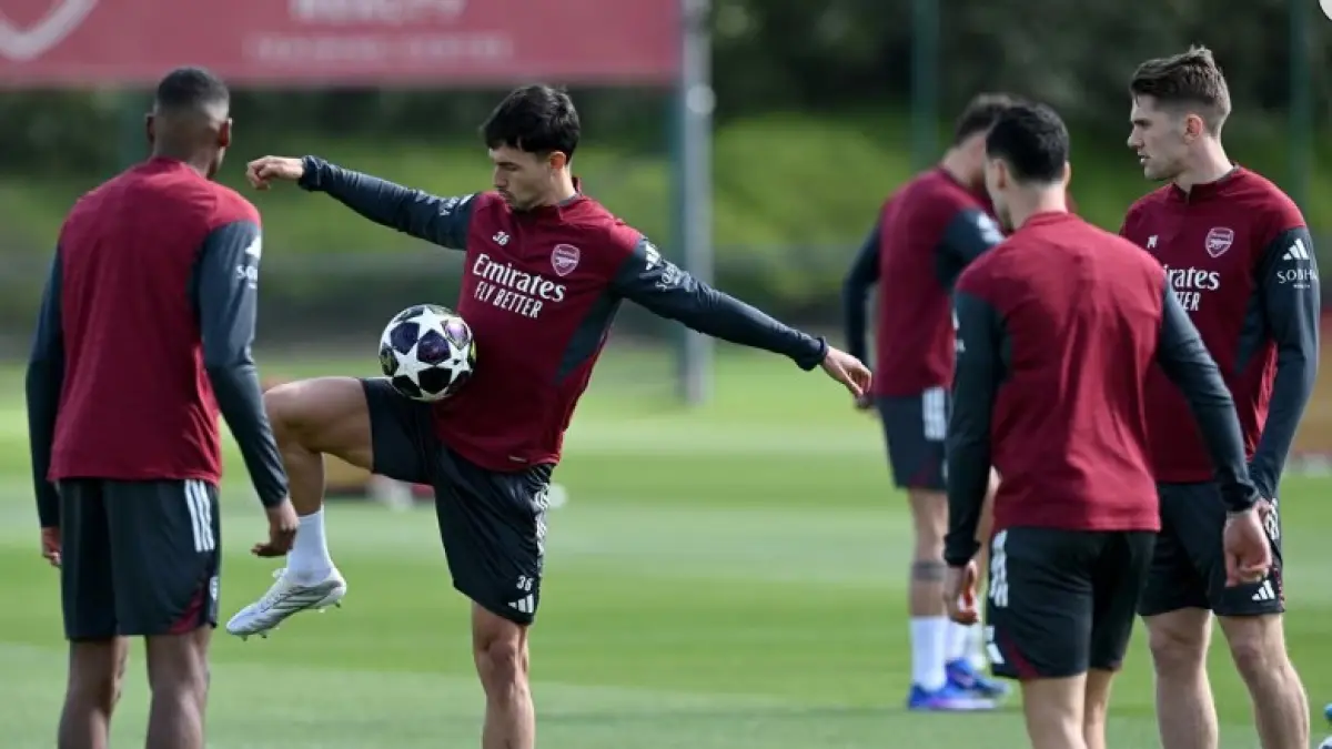 Pemain Arsenal menjalani latihan jelang duel kontra Sporting CP di Liga Champions. (ARSENAL.COM)