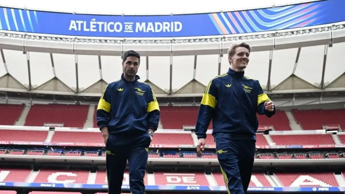 Manajer Arsenal Mikel Arteta (kiri) optimis bisa menangani Atletico Madrid dalam lanjutan Liga Champions. (ARSENAL.COM)