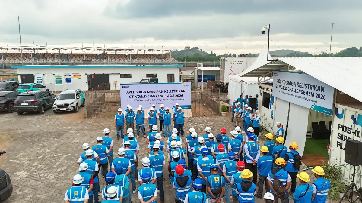 PLN UIW NTB menggelar apel siaga untuk memastikan kesiapan seluruh aspek kelistrikan sebelum pelaksanaan event GT World Challenge Asia 2026
