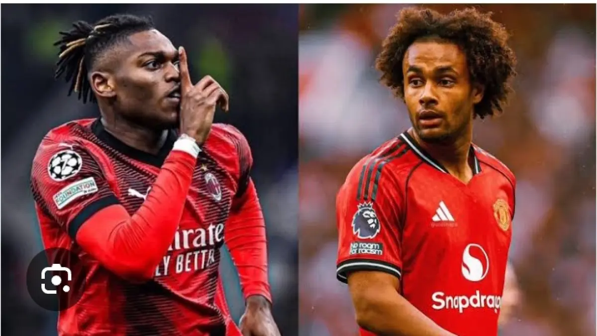 Bintang AC Milan Rafael Leao dan bintang Manchester United Joshua Zirkzee yang berpeluang dibarter. (Istimewa) 