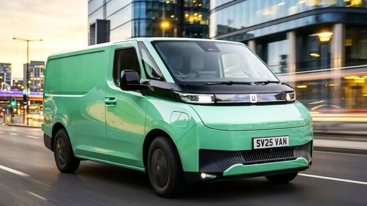 Tampilan Farizon SV, van listrik 16-seater yang diperkenalkan di ajang GIICOMVEC 2026. (Istimewa)