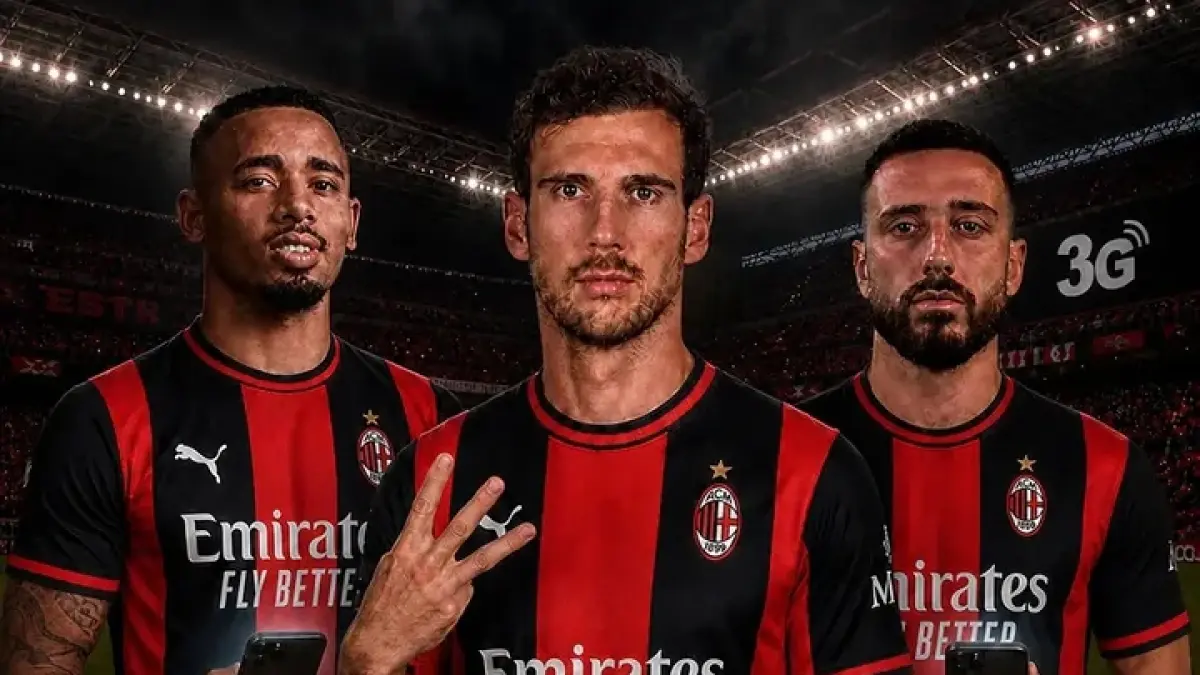 BERKELAS: Tiga pemain incara AC Milan, Gabriel Jesus, Leon Goretzka, dan Mario Gila. (Istimewa) 