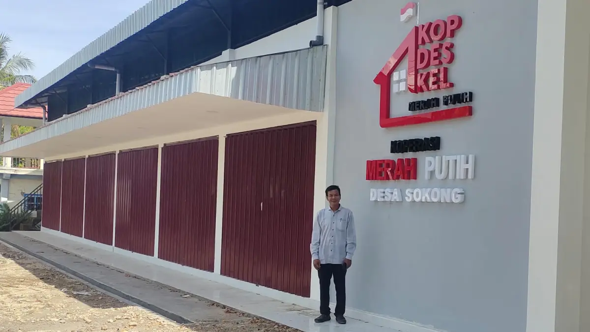 SUDAH 100 PERSEN: Desa Sokong salah satu desa yang telah menyelesaikan pembangunan gerai KDMP.