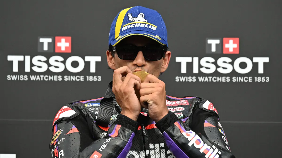 Jorge Martin juara Sprint MotoGP Prancis 2026 di Le Mans. Marc Marquez crash keras, Bagnaia finis kedua. (AFP Photo)