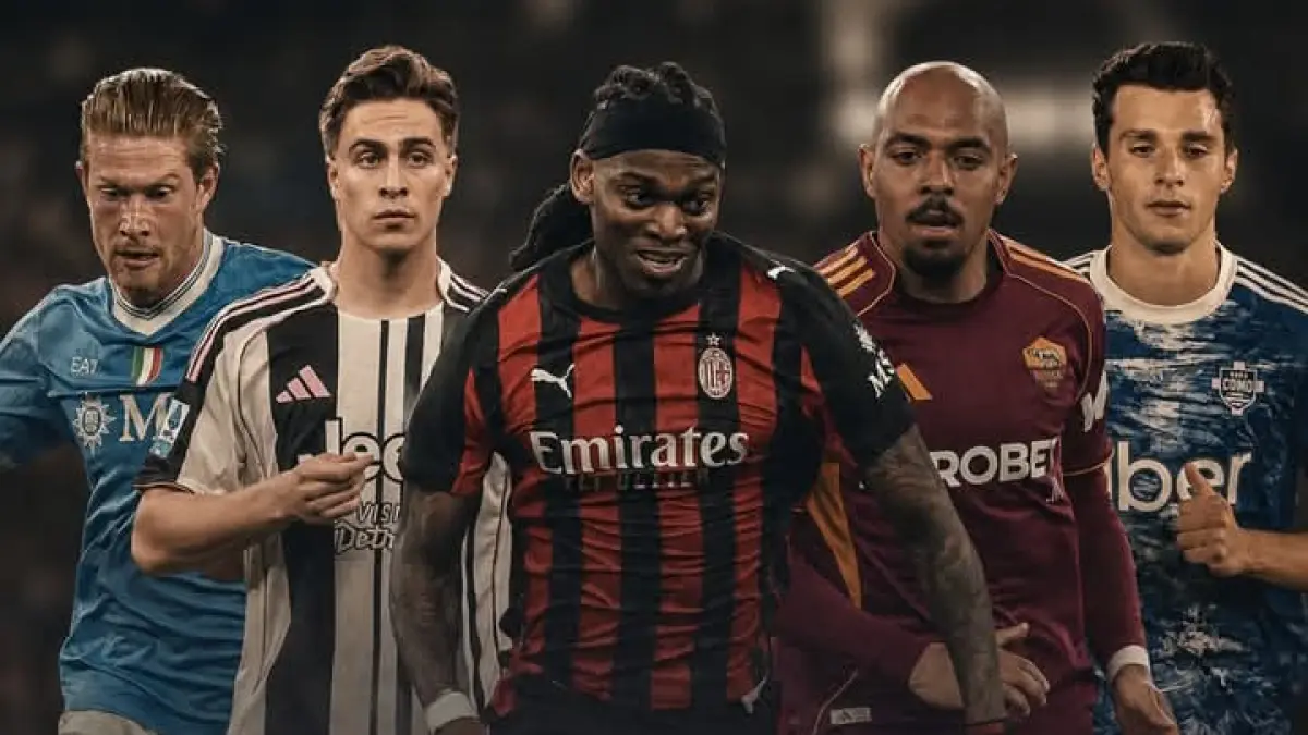 Bintang dari lima klub yang memperebutkan 3 jatah tiket Liga Champions tersisa, Napoli, Juventus, AC Milan, AS Roma, dan Como. (Istimewa) 