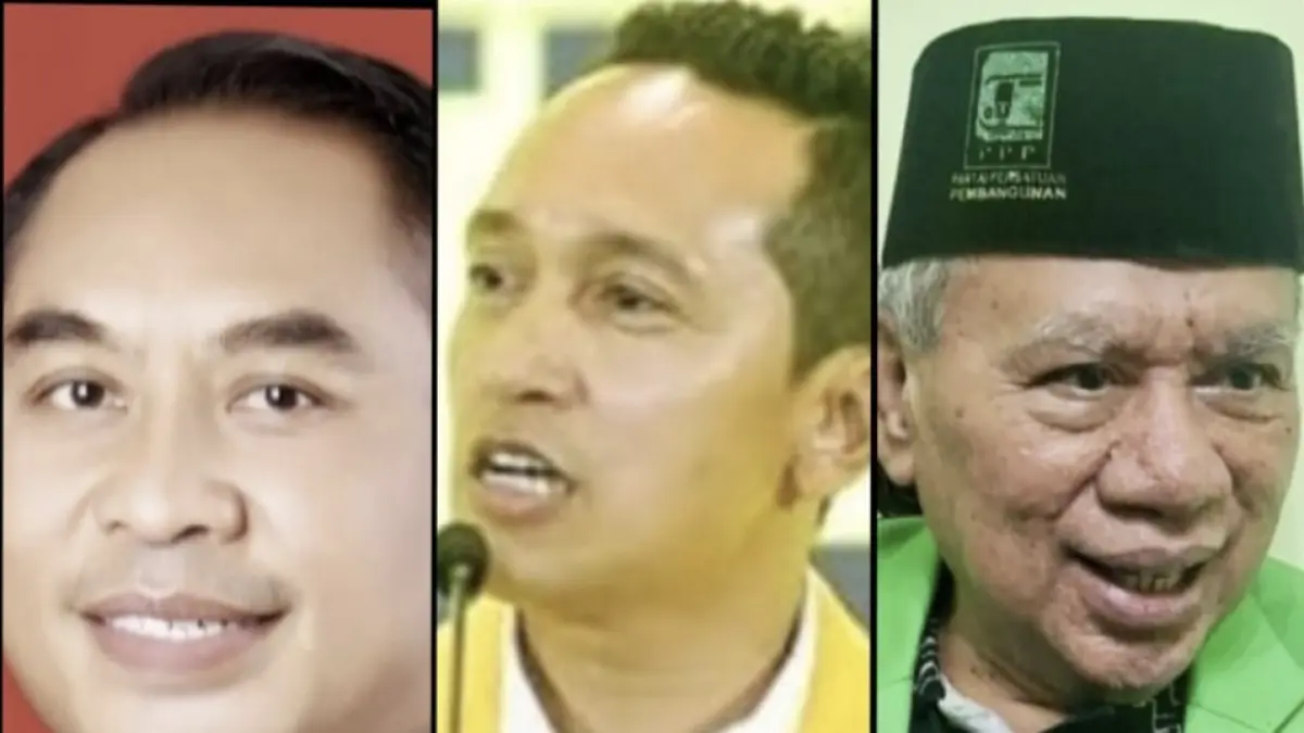 Ketua OKK DPD Gerindra NTB Sudirsah Sujanto (kiri), Sekretaris DPD I Golkar NTB Firadz Pariska (tengah), dan Ketua DPW PPP NTB H Muzihir (kanan). 