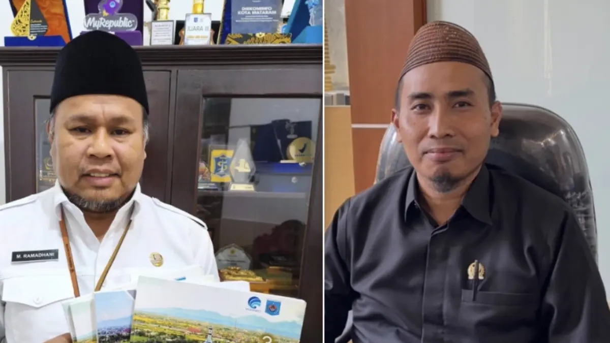 Kadis Kominfo Kota Mataram M Ramadhani (kiri) dan Ketua Komisi 2 DPRD Kota Mataram Irawan Aprianto,