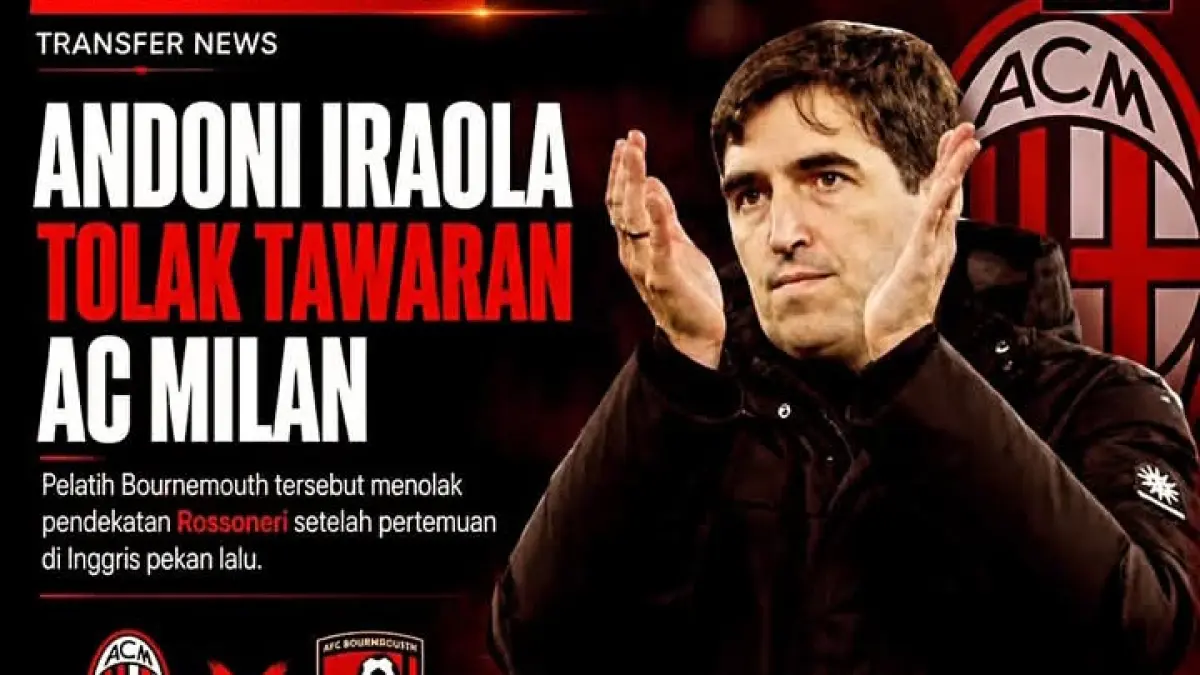 RUMOR: Andoni Iraola diisukan menolak AC Milan karena anggaran belanja klub yang kecil. (Istimewa) 