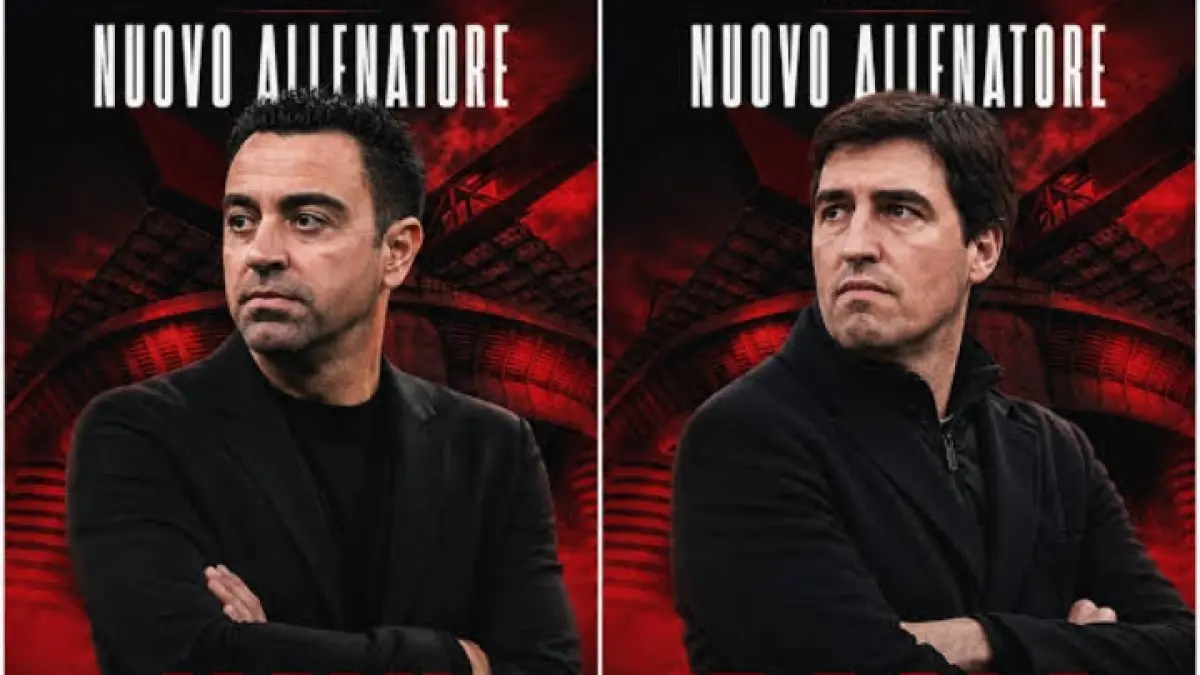 MASUK BURSA: Xavi Hernandez dan Andoni Iraola, dua calon pelatih baru AC Milan. (Istimewa) 