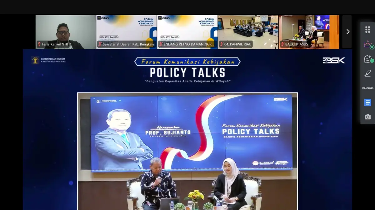 Kanwil Kemenkum NTB mengikuti kegiatan Policy Talks bertema “Penguatan Analis Kebijakan di Wilayah” sebagai upaya meningkatkan kompetensi dan peran strategis Analis Kebijakan dalam mendukung penyusunan kebijakan yang berkualitas, berbasis data, dan responsif terhadap kebutuhan masyarakat.