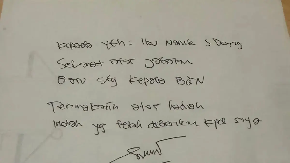 Surat bernada satir yang ditulis eks Wakil Kepala Badan Gizi Nasional (BGN), Sony Sonjaya untuk Kepala BGN Baru Nanik S Deyang. (Instagram @sonysonjayabd)

