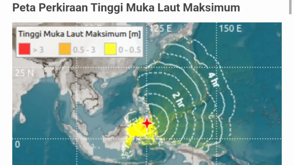 Sebaran peringatan dini tsunami usai gempa M7,7 di Sulut.