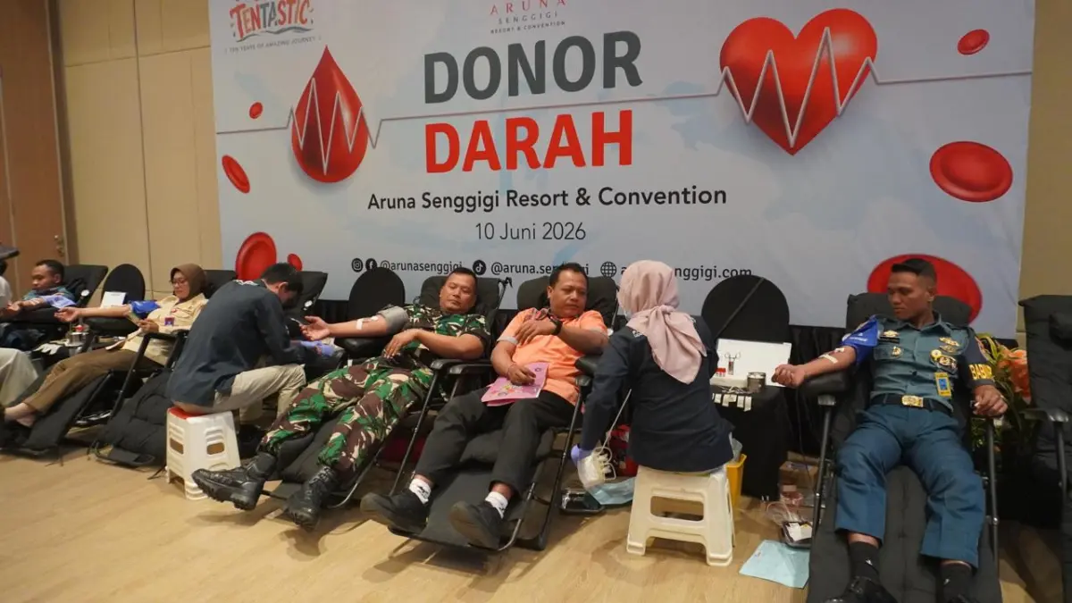 Aruna Senggigi Resort & Convention sukses menyelenggarakan kegiatan donor darah yang berlangsung di Mandura Multifunction Hall pada Rabu, 10 Juni 2026. (Aruna Senggigi For Lombok Post)
