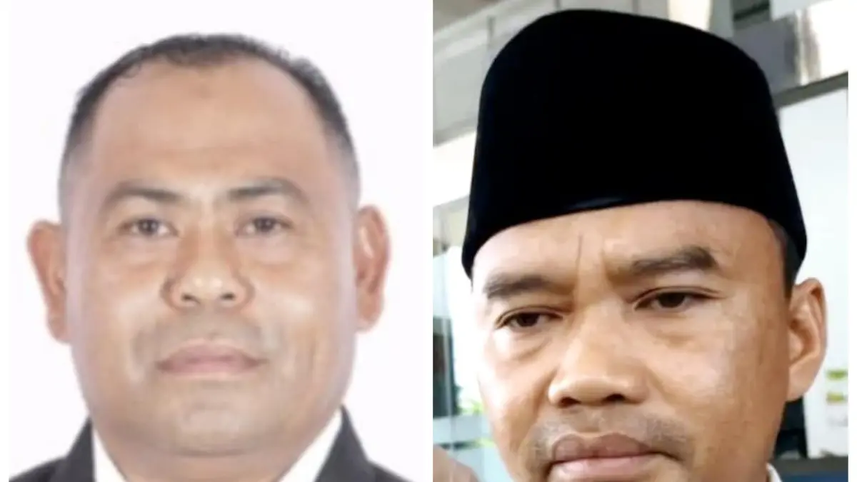 Bendahara DPD Gerindra NTB Lalu Wirajaya (kanan) dan Anggota DPRD NTB Fraksi Gerindra Yasin (kiri) 