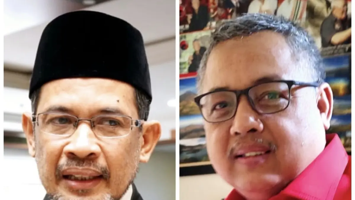 Ketua MPW PKS NTB Yek Agil (kiri) dan Sekretaris DPD PDIP NTB Hakam Ali Niazi (kanan).