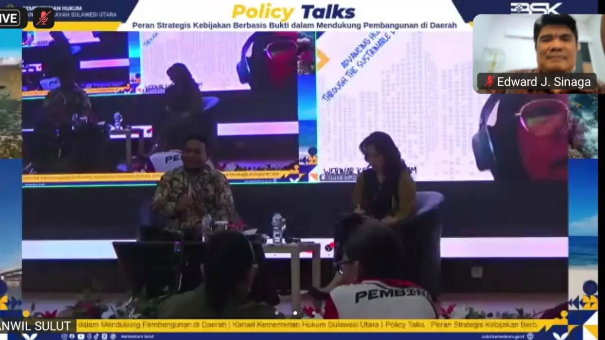 Kepala Divisi Peraturan Perundang-undangan dan Pembinaan Hukum Kanwil Kemenkum NTB, Edward James Sinaga, bersama Tim Kelompok Kerja Badan Strategi Kebijakan (BSK) dan Analis Kebijakan Kanwil Kemenkum NTB mengikuti kegiatan Policy Talks secara daring, Jumat (12/6/2026).