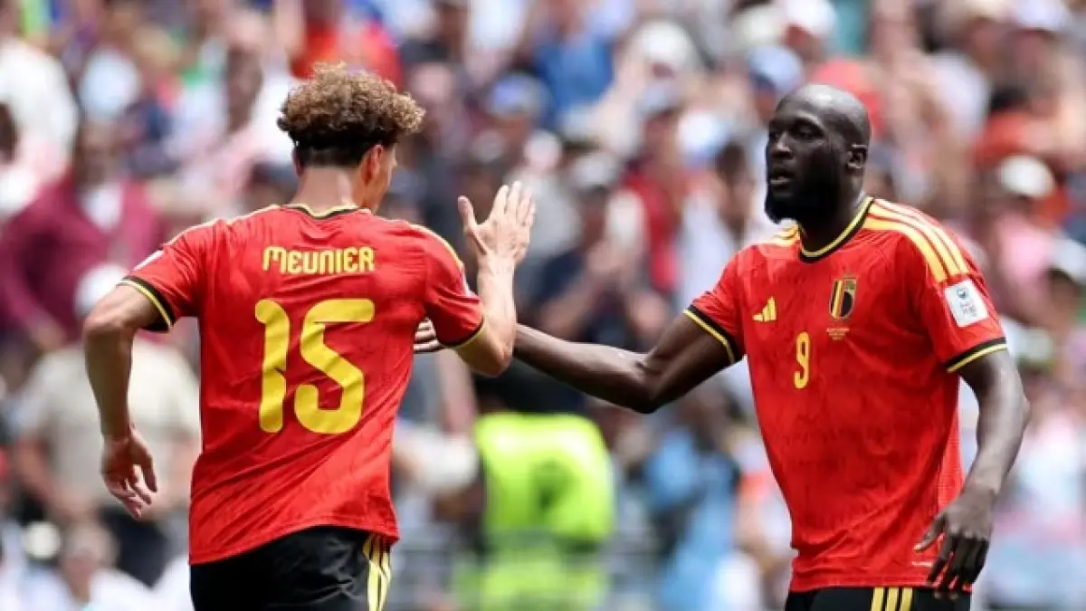 Pemain Belgia Lukaku memberikan tekanan kuat sehingga berhasil menyamakan skor kontra Mesir di Piala Dunia 2026. (FIFA)