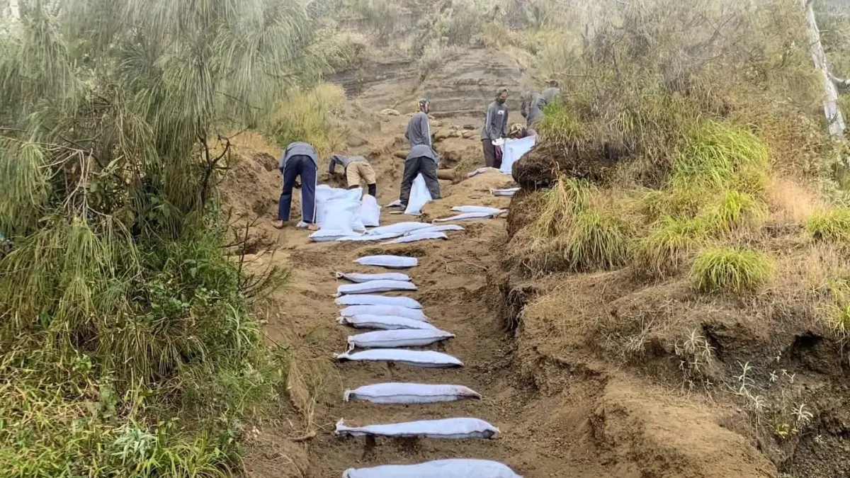 Petugas memperbaiki salah satu jalur pendakian di kawasan pendakian Gunung Rinjani. (BALAI TNGR FOR LOMBOK POST)