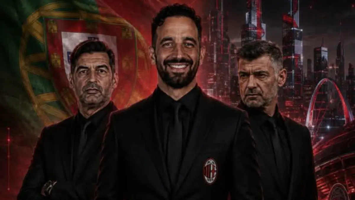 SENEGARA: Ruben Amorim, pelatih baru AC Milan, dan dua pelatih terdahulu yang sama-sama berkebangsaan Portugal. (Istimewa) 