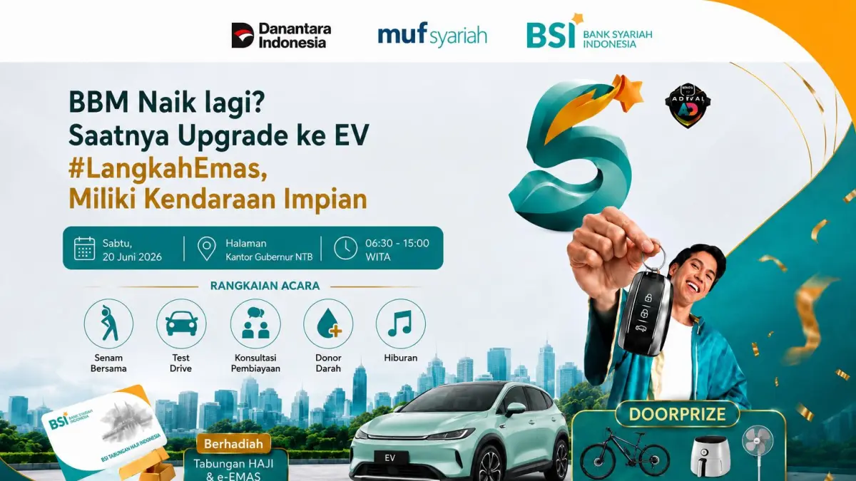 GO GREEN: PT Bank Syariah Indoensia menggelar OTO Show Mobil Listrik 2026 menggandeng Pemprov NTB dan PLN.