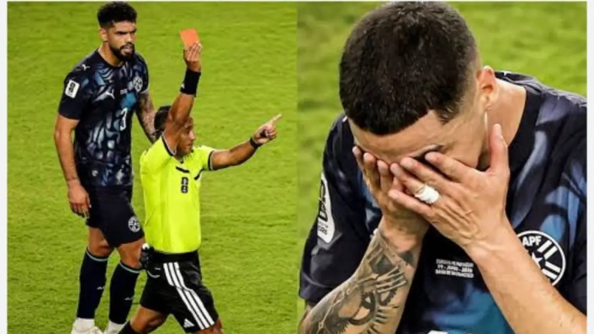 Wasit Beri Kartu Merah Pemain Paraguay.