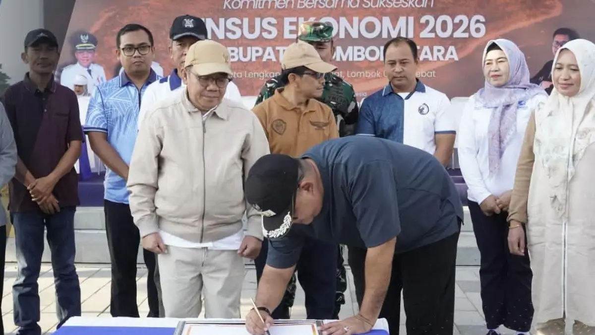 PENDATAAN: BPS KLU melakukan peluncuran Sensus Ekonomi 2026 di Alun-alun Tioq Tata Tunaq.