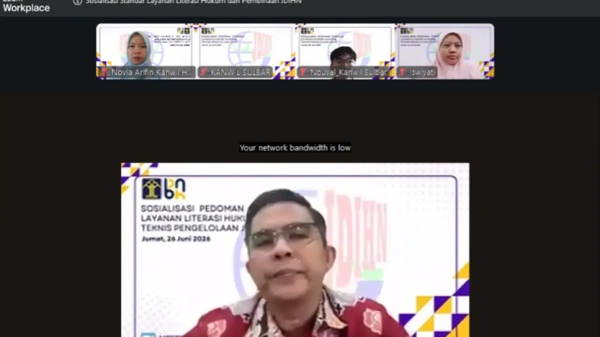 Jajaran Kanwil Kemenkum NTB mengikuti Sosialisasi Pedoman Standar Layanan Literasi Hukum dan Teknis Pengelolaan JDIH yang diselenggarakan BPHN secara virtual sebagai komitmen meningkatkan kualitas layanan informasi hukum yang profesional, terintegrasi, dan berorientasi pada kebutuhan masyarakat.