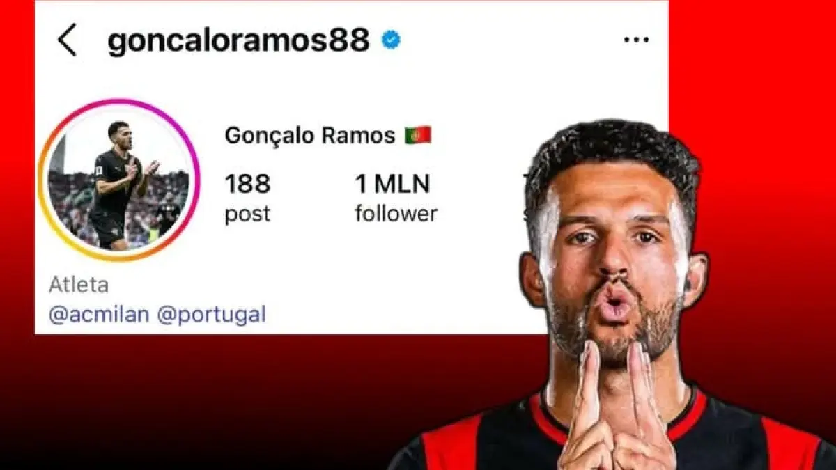 SAH: Goncalo Ramos tidak membuang-buang waktu dan langsung membarui bio Instagramnya, menulis AC Milan. (Istimewa) 
