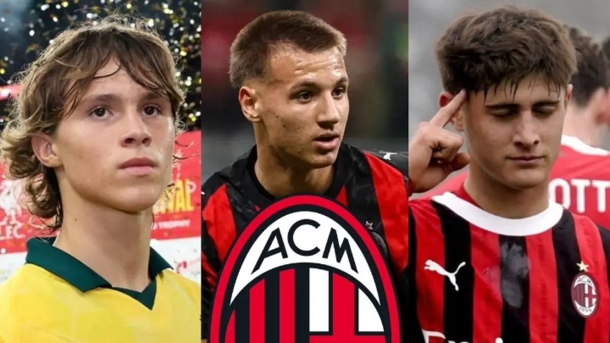 BIBIT MUDA: Christian Comotto dan Francesco Camarda masih bersama AC Milan, sedangkan Mattia Liberali sudah pergi. (Istimewa) 