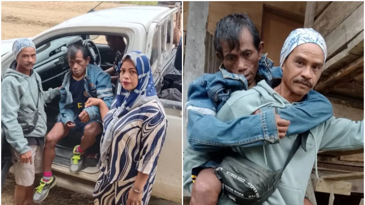 Petugas terkait saat menjemput Adnan, PMI asal Kabupaten Bima, yang berhasil dipulangkan dari Sarawak, Malaysia Timur, belum lama ini. (IST/LOMBOK POST)