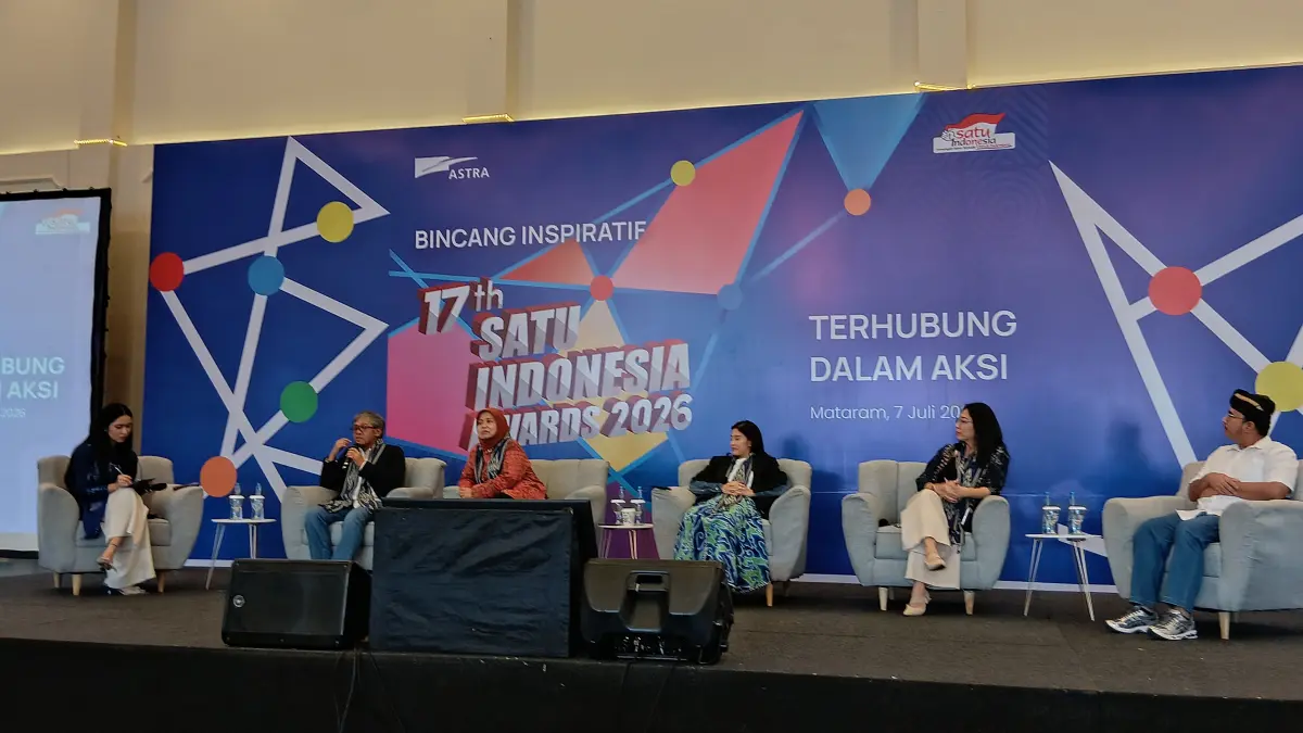 BINCANG INSPIRATIF: Dewan juri SATU Indonesia Awards 2026 saat memaparkan program tersebut ke generasi muda NTB di Kota Mataram, Selasa (7/7). 
